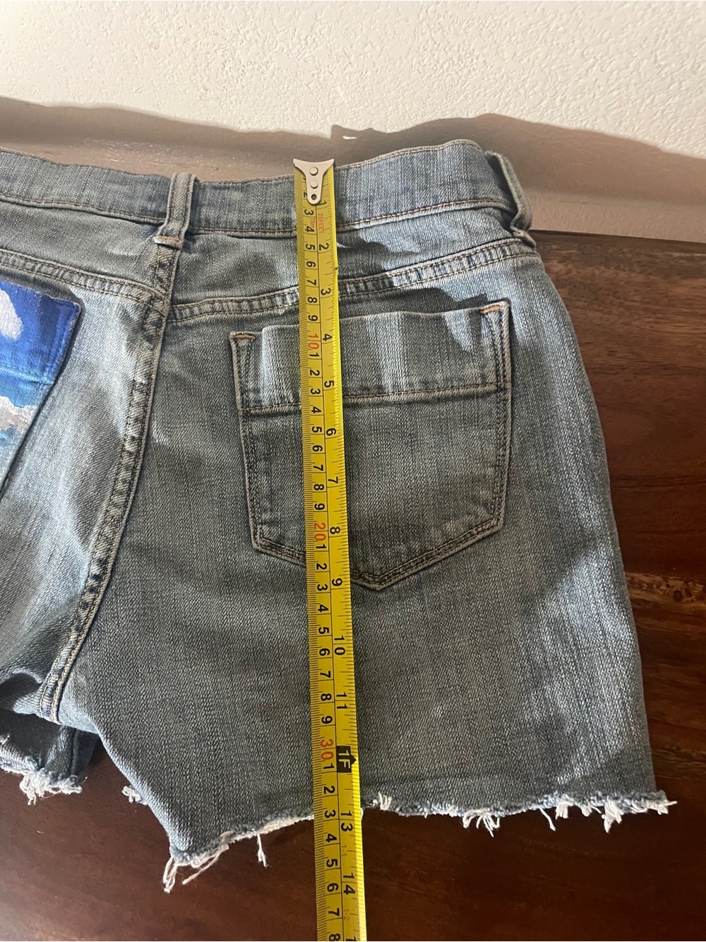 OOAK Hand Painted Sunflower Pocket Denim Cutoff Shorts Women’s 8 - Picture 9 of 10